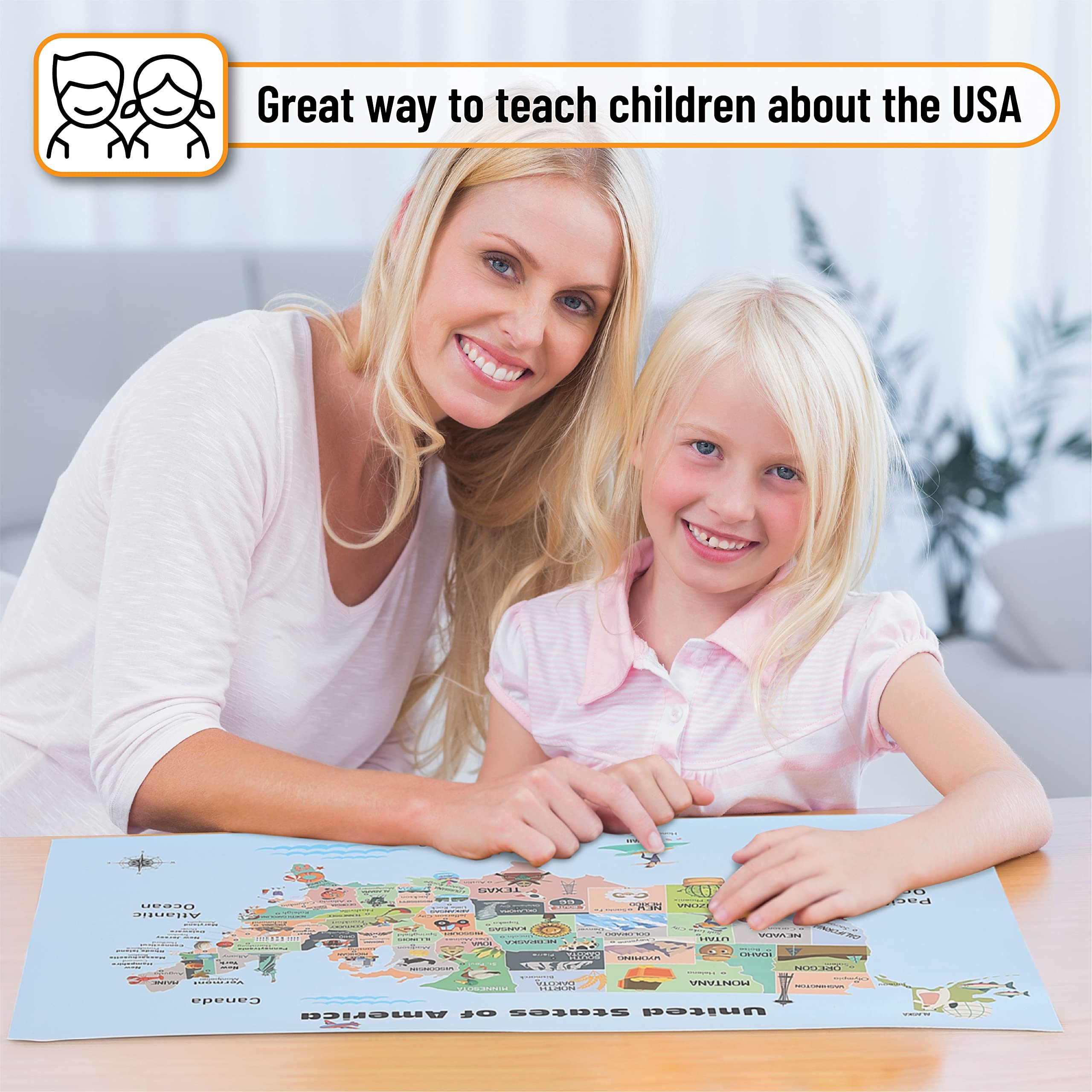 Mr. Pen- United States Map for Kids, 14.5”x 24.6”, Us Map for Kids Learning, Map of Usa, Wall Maps, Usa Map Poster - image 5 of 9