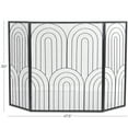 thumbnail image 3 of DecMode 48" x 30" Black Metal Art Deco Inspired Foldable 3 Panel Geometric Fireplace Screen with Mesh Netting, 1-Piece, 3 of 9