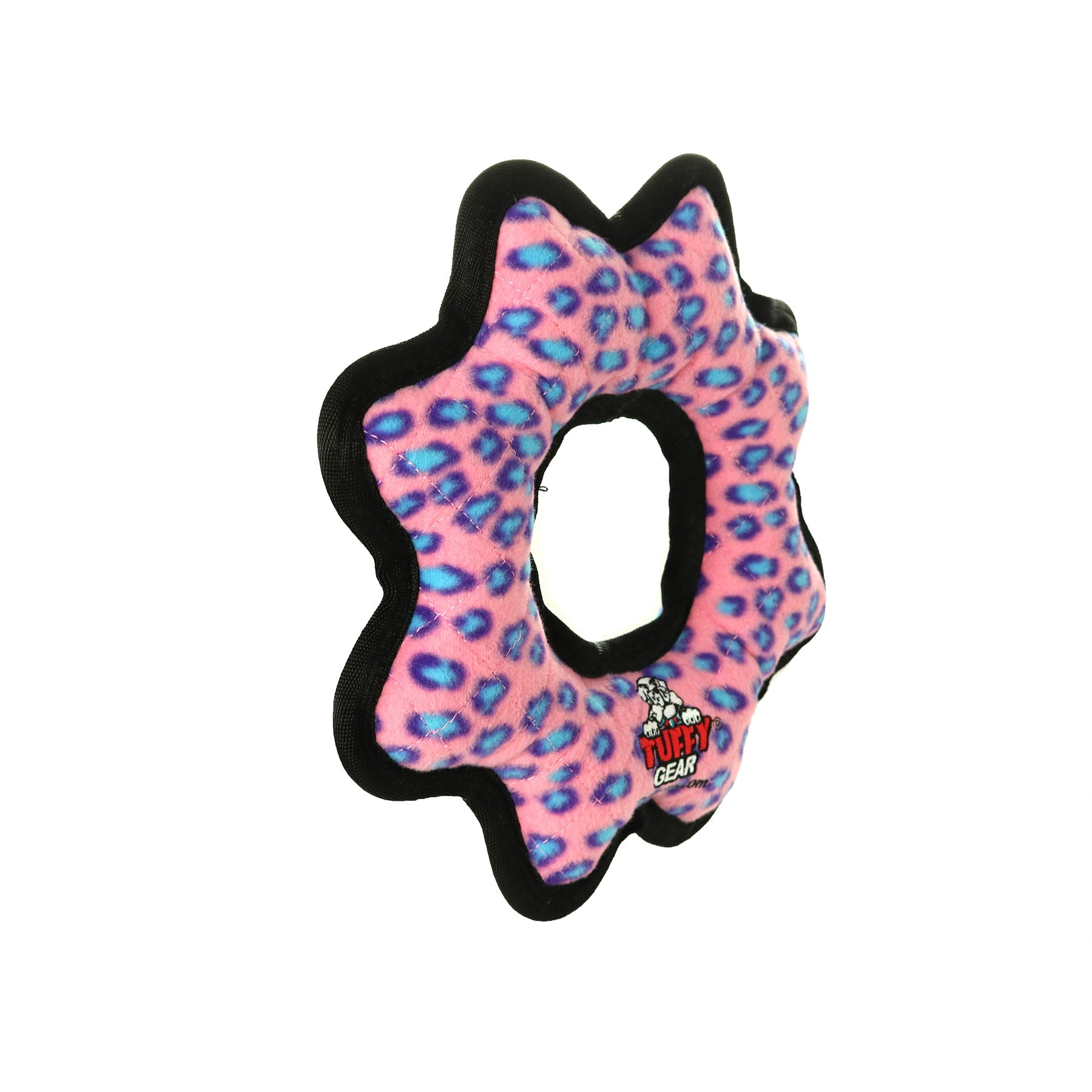 TUFFY® Ultimate Gear Ring Pink Leopard, 2-Pack, Durable Plush Squeaky Dog Toys