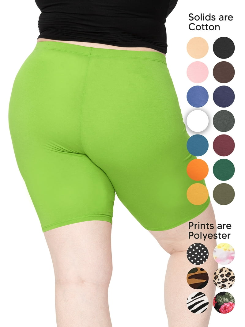Stretch Is Comfort Women's Plus Size Cotton Biker Shorts Lime