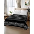 thumbnail image 2 of Black White Geometric Twim XL Size Flat Sheet, Wrinkleproof & Fadeproof Cooling Flat Bed Sheet Only, Modern Striped Plaid Abstract Art Breathable Soft Bedding Top Sheets 66 x 102 Inches, 2 of 8