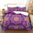 thumbnail image 1 of LAICAIW Ensemble de Housse de Couette Boho 3 Pcs, Motif Floral Mandala Léger, Violet, Format Jumeau, 1 of 7