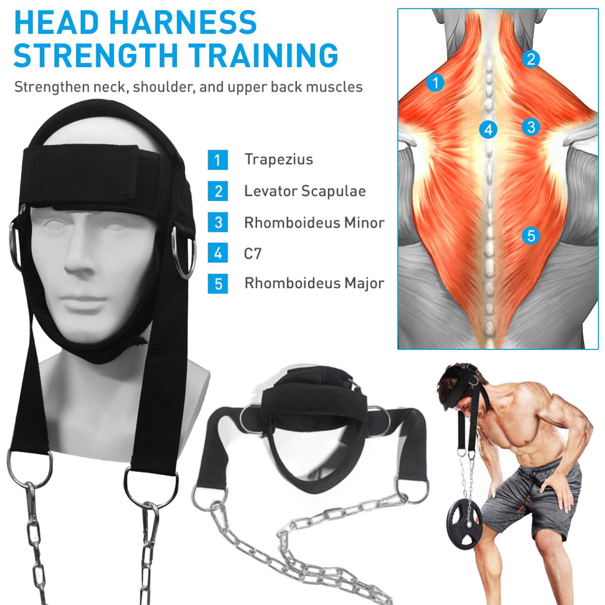 Head Harness Neck Muscles Builder Belt Weight Lifting Exercise Hot Chain T4A4 