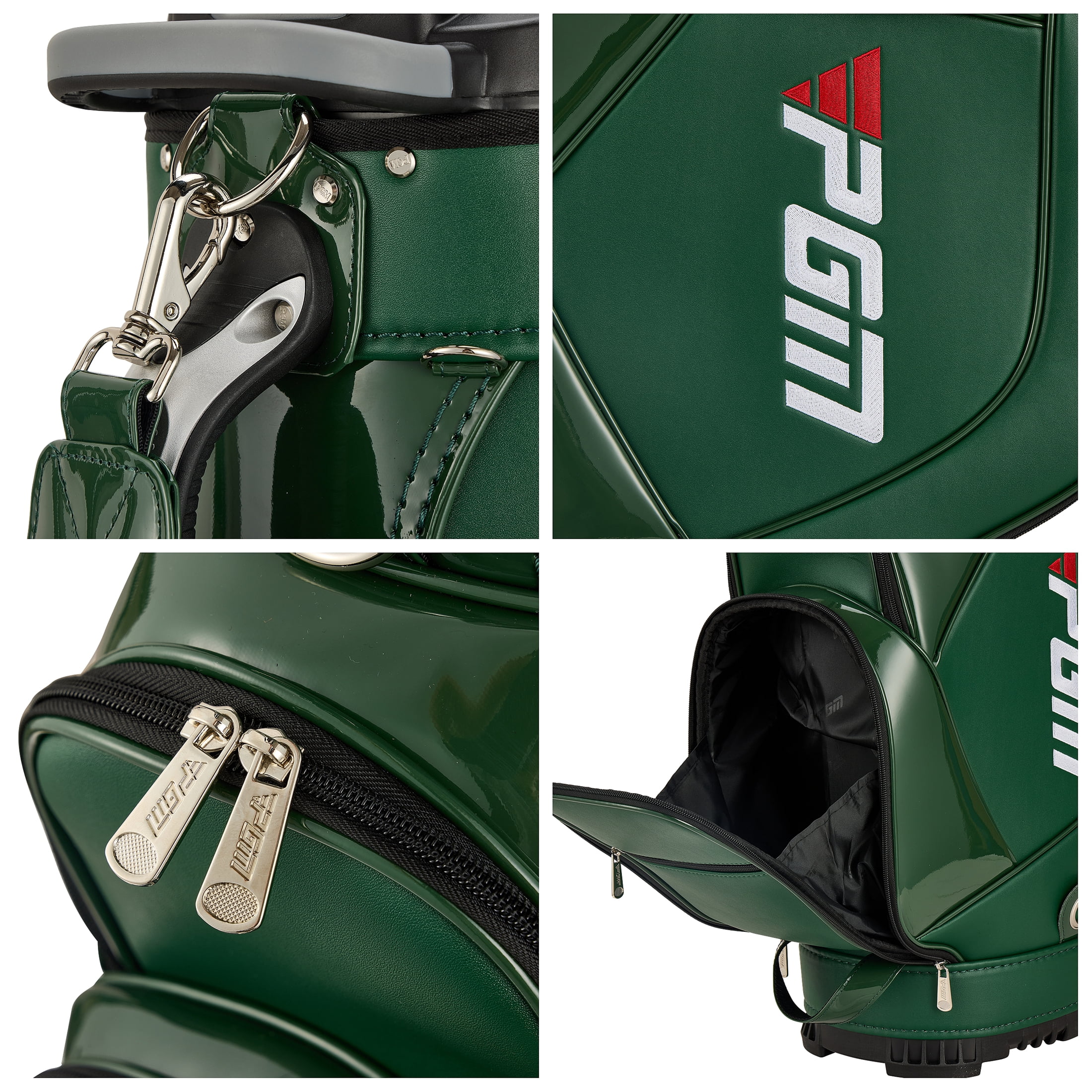 PGM Golf Cart Bag 14 Way Organizer Divider Silent Top Waterproof Bag/Green Leather