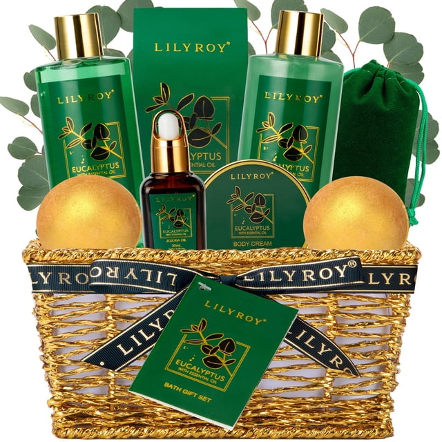 Cesta de regalo de baño LILY ROY Eucalyptus Spa, juego de 10 piezas