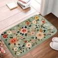 thumbnail image 5 of 1pc Floral Embroidery on Green Absorbent Non-Slip Bathroom Thickened Flannel Rug Decor,Soft,Quick Drying,Suitable For Indoor/outdoor Use,Bathrooms,Bedrooms,Kitchens,Terrace,Laundry Rooms,16"x24", 5 of 9
