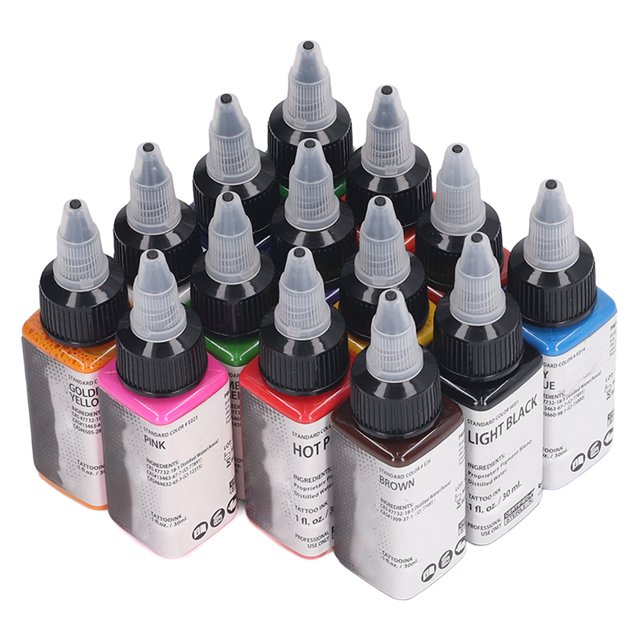 Juego de tinta para tatuajes, 14 colores, 30 ml/botella, kit profesional para artistas, aficionados, principiantes y principiantes