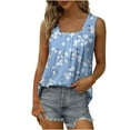 thumbnail image 5 of JINMGG Women's Fashion Prinded Square Neck Comfortable Loose T-Shirt Sleeveless Blouse Casual Tops Light Blue L, 5 of 5