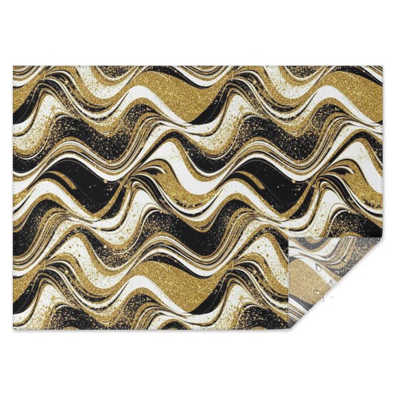 Black Gold White Marble Pattern Rectangle Tablecloth 60"x84",Waterproof Polyester Rectangle Table Cloth, Wipeable Spillproof Polyester Tablecloth for Dining, Camping, Indoor and Outdoor