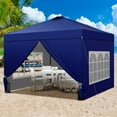 thumbnail image 4 of Ainfox 10x10 Pop up Canopy Tent with One Push Setup and Sidewalls,Instant Outdoor Shade Gazebos with Weighted Sandbags, Navy Blue, 4 of 10