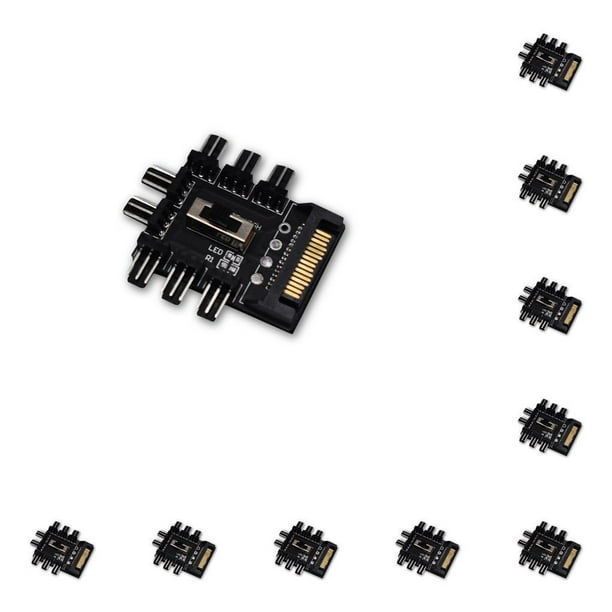 Seitruly Ventilador de computadora Hub, enfriador, divisor, extensión, PC, controlador de velocidad, adaptador de toma de corriente, distribuidor, No.01 10piezas