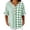 Green Womens Tops, variant on Womens Cotton Linen Tops Summer Elbow Length Sleeve Tshirts for Women Striped Plaid Printed Ruffled Button V Neck Top