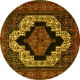 thumbnail image 1 of Ahgly Company Machine Washable Indoor Round Persian Yellow Traditional Area Rugs, 5' Round, 1 of 4