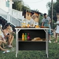 thumbnail image 4 of Ktaxon 39" Foldable Bar Table, Mobile Bar with 3-Tier Shelves & Carry Bag - Perfect for Events, Parties, Camping, Picnics, Tradeshows, and Both Outdoor/Indoor Use (Comes with Black Skirt, Woodgrain), 4 of 8