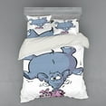 thumbnail image 2 of Ambesonne Cartoon Bedding Set 3 Pcs, Rabbit Mascot Animal, Twin XL, Grey Pink White, 2 of 3