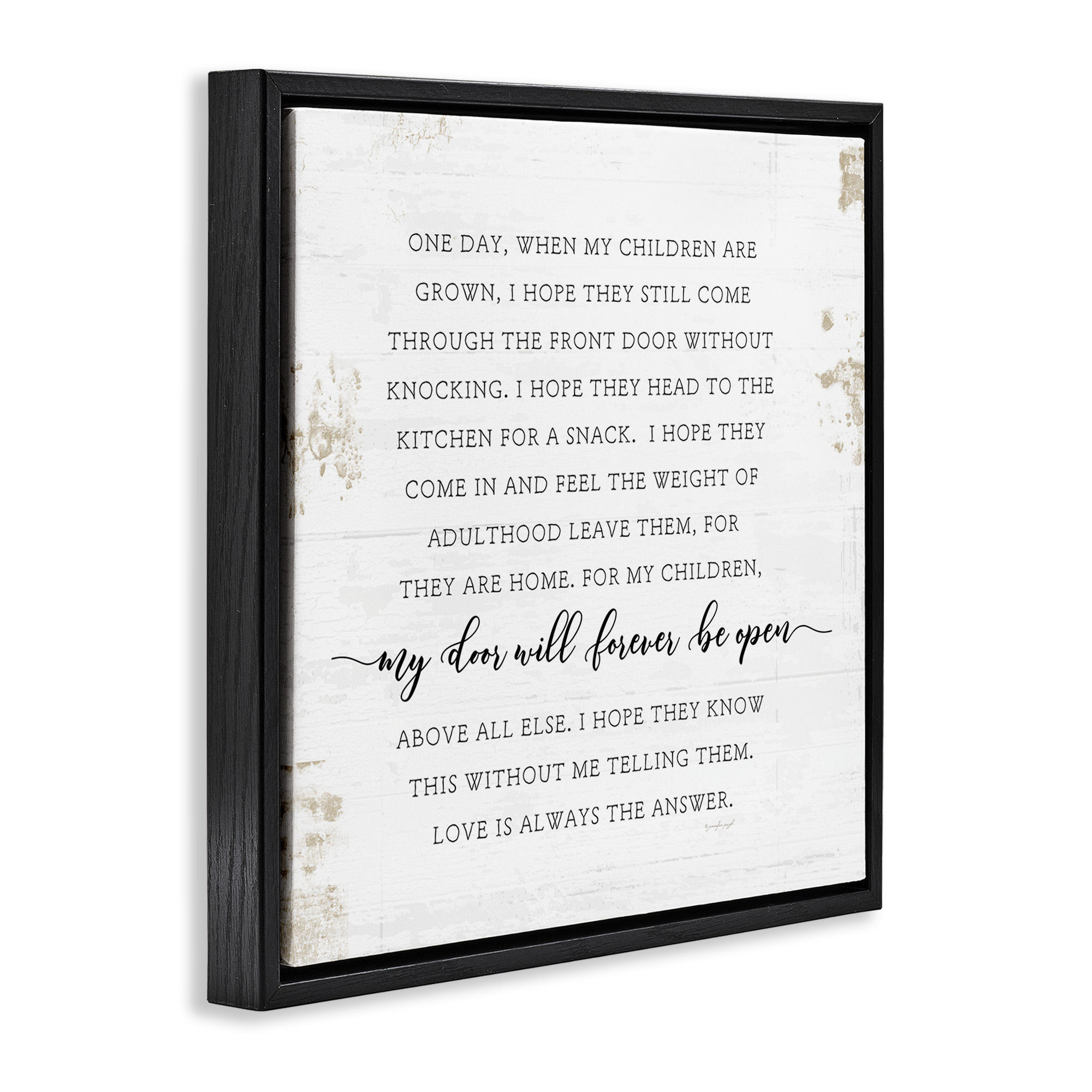 Stupell Industries Homely Parenting Phrase Inspirational Painting Black Floater Framed Canvas Art Print Wall Art, 25 x 25