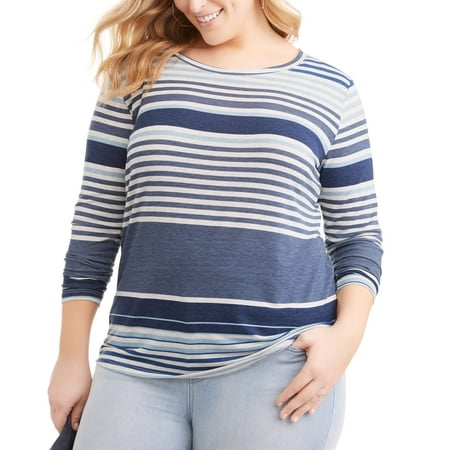 Junior Plus OPP Stripe Side Slit Tee