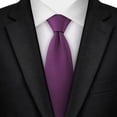 thumbnail image 3 of Jacob Alexander Men's Solid Color Pre-Tied Zipper Neck Tie - Eggplant Purple, 3 of 8