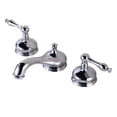 thumbnail image 4 of Renovator's Supply White Console Sink Belle Epoque Deluxe with Chrome Bistro Legs, 8" Widespread Bathroom Sink Faucet Classic Chrome and Heavy P Trap Chrome Brass Cleanout, 4 of 6