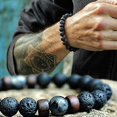 thumbnail image 4 of Jiaroswwei Men Bracelet Unique Surface Volcanic Stone Fashion Jewelry Elastic Rope Beads Bracelet for Daily Life, 4 of 8