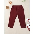 thumbnail image 3 of Zaldita Little Kids Boys Long Cargo Pants Elastic Waistband Casual Trousers with Pocket Burgundy 12-18 Months, 3 of 6