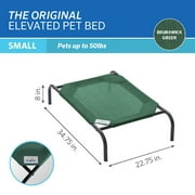 The Original Coolaroo Elevated Pet Dog Bed, Indoor & Outdoor Use, Durable, Cooling, Brunswick Green, Small, 34.75 L x 22.75 W x 8 H