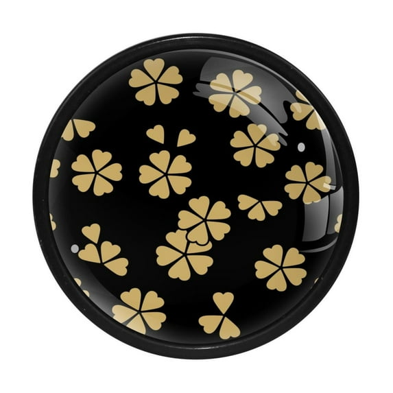 4 Pcs Yellow Four leaf Clover Knobs for Kitchen Cabinet Cupboard Dresser Bookcase Drawer Pulls Handles Round Home Decor