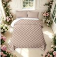 thumbnail image 2 of Manfei Modern Checkered Twin Quilt Set,Geometric Check Twin Coverlet Set,Brown White,2 Pieces,1 Bedspread and 1 Pillowcase, 2 of 7
