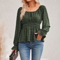 thumbnail image 1 of Blusa de manga larga con cintura fruncida, camisa de mujer con volantes y cuello redondo, blusa de manga larga con volantes, la mejor en su clase, 1 of 9