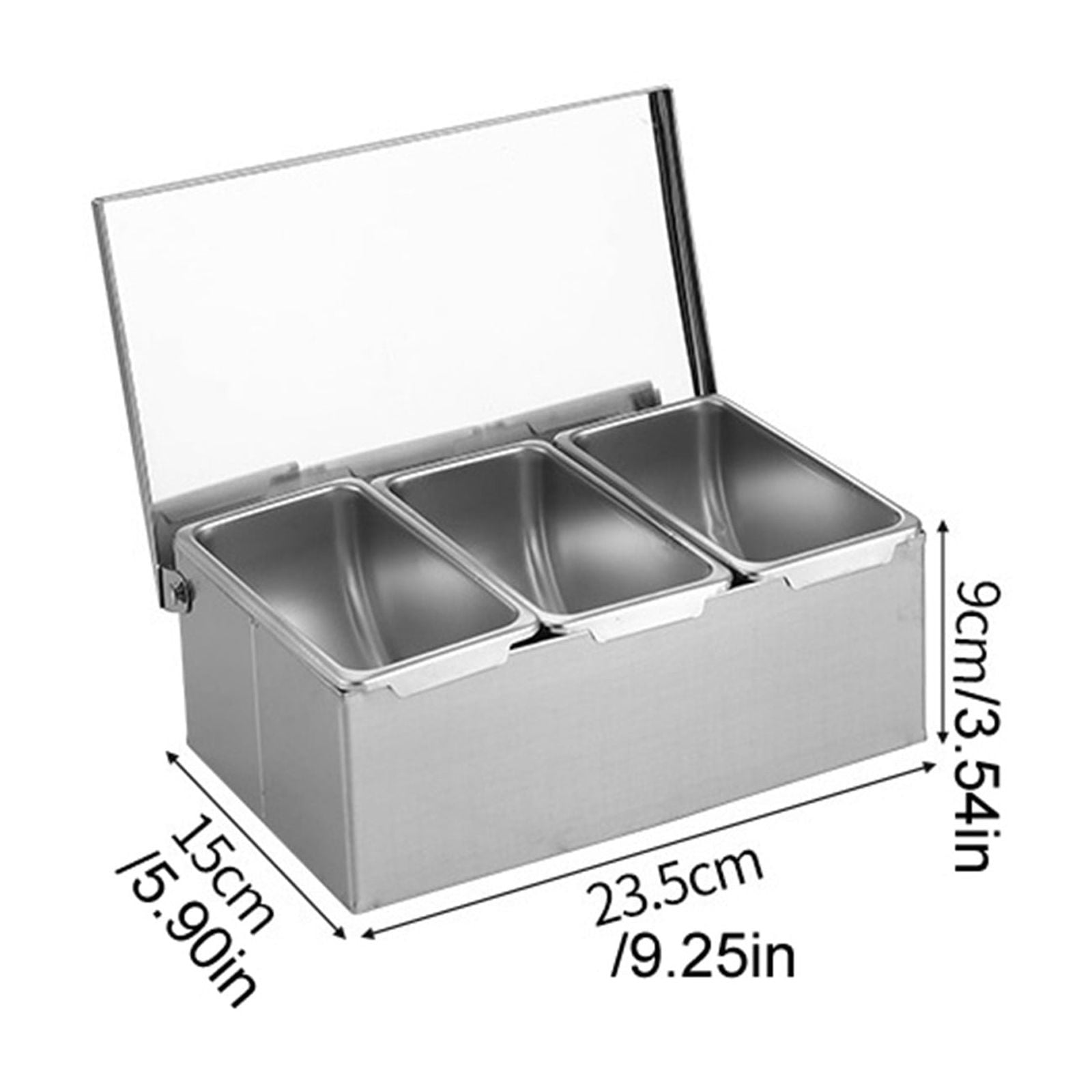 Clearance! 3/4/5/6 Compartment Trays Stainless Steel Detachable Topping Station Plastic Pizza Ingredients Condiment Dispenser Reusable Condiment Seasoning Container for Home or Restaurant