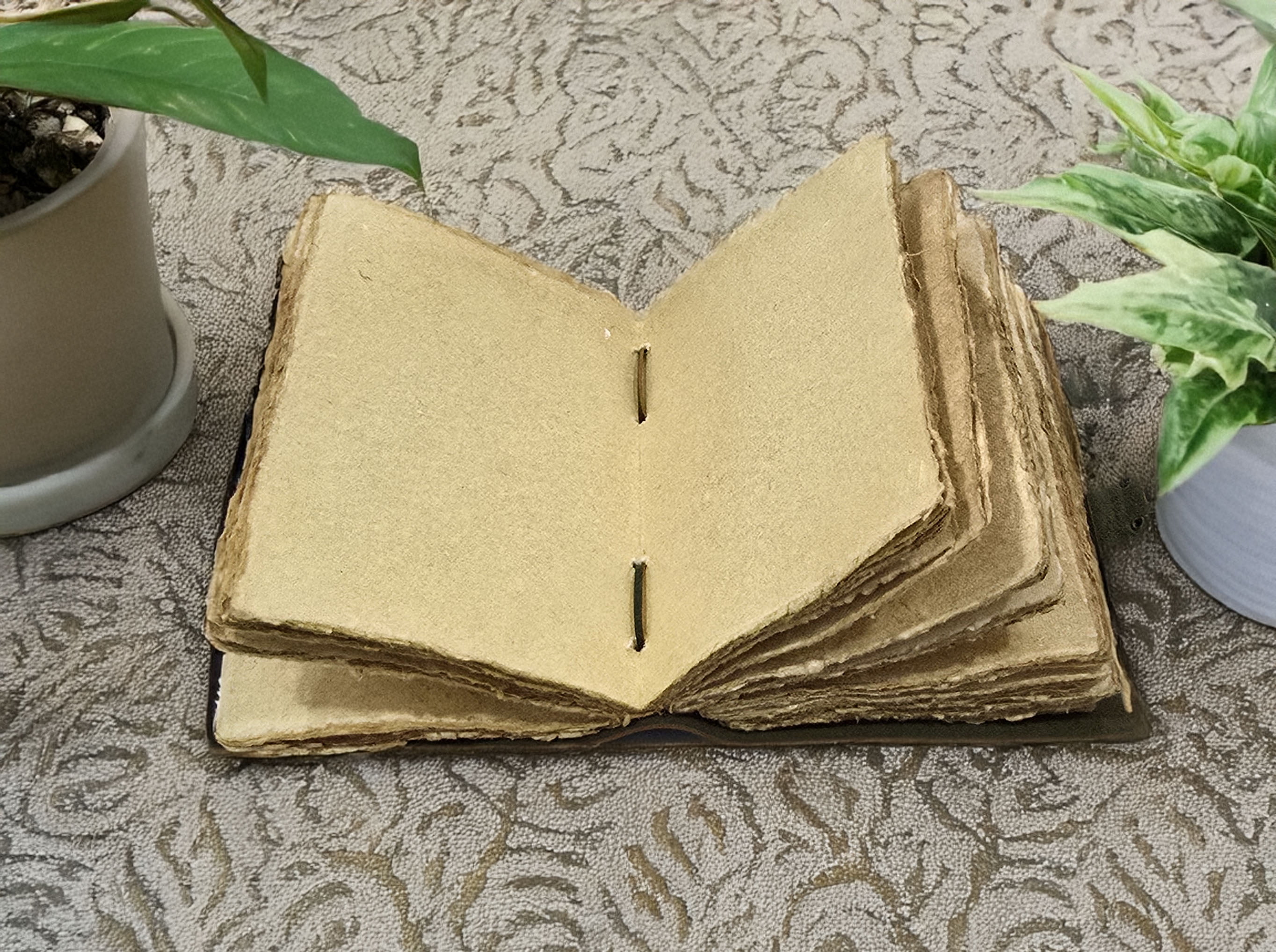 Leather Notebook, 200 Blank Deckle Edge Paper, Handmade Fancy Bound Journal For Women and Men