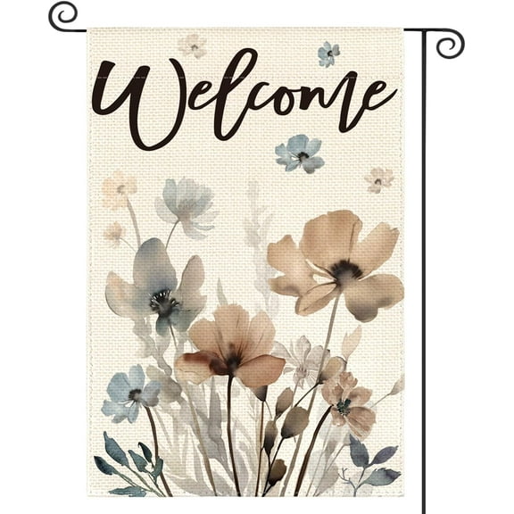 Watercolor Flowers Garden Flag 12x18 Inch Double Sided Outside, Spring Summer Fall Seasonal Floral Welcome Yard Outdoor Flag