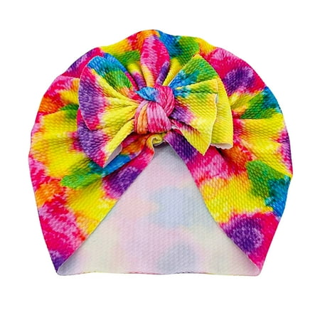 

TAIAOJING Baby Turban Turbans for Baby Girls Print Toddler Hat Bowknot Letter Boys Elastics Turban Cap Girls Tie-Dye Baby Floral Baby Care