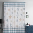 thumbnail image 5 of Coastal Christmas Semi Sheer Curtains Drapes for Living Room,Bedroom,French Doors Window 63 Inches Long,Xmas Tree Starfish Beach Blue Striped Rod Pocket Chiffon Curtain Drapery Voile Draperies Panel, 5 of 6