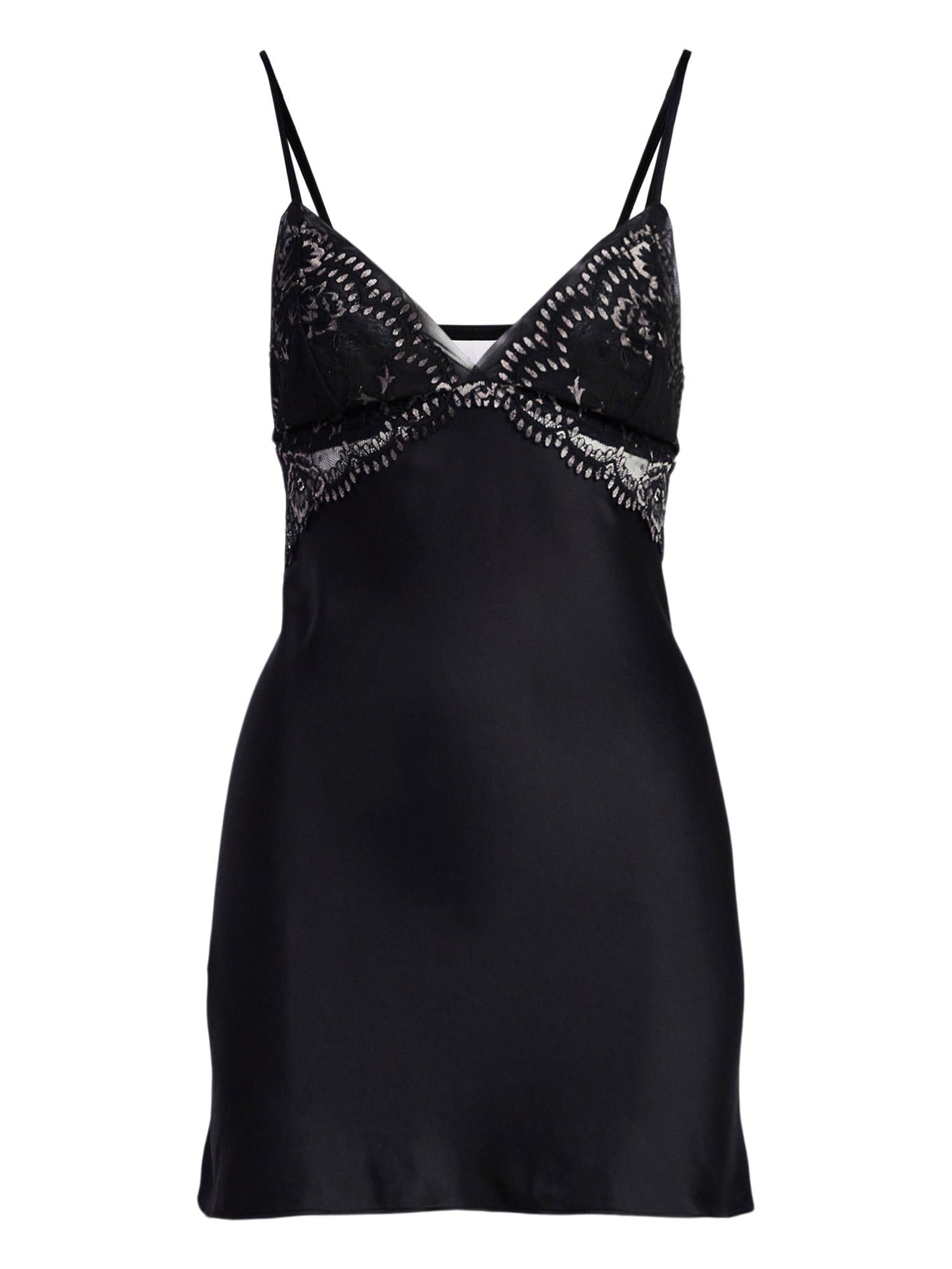 Joyspun Women’s Lace Trim Satin Chemise, Sizes S to 3X