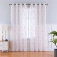 thumbnail image 1 of Haperlare 52" W x 63" L Semi Sheer Curtains Leaf Embroidered Grommet Voile Drapes for Living Room Bedroom Window Treatments, Pink, 2 Panels, 1 of 6