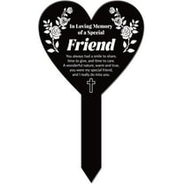 Heart Shaped Flower Branches Garden Stake Memorial Friend Remembrance Plaque Stake for Cemetery Acrylic Grave Stake Waterproof Sympathy Garden Stake for Yard Grave Cemetery