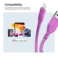 thumbnail image 5 of Powertek Ultra 6ft USB-A to Lightning Cable, Pink, Silicone with PVC Mesh Jacket, Smooth Data Transfer, MFi Certified Charging Cable, 5 of 6