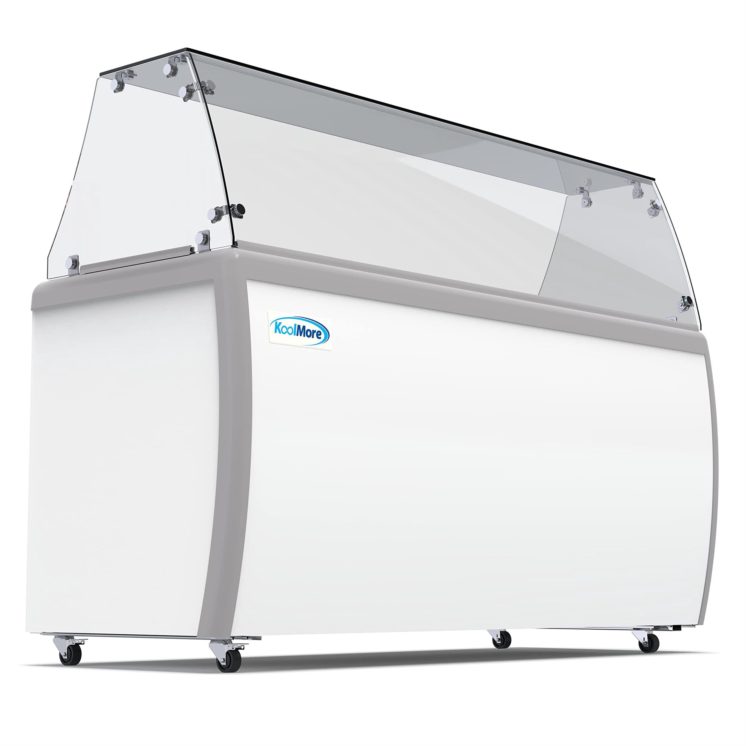 70 in. 12 Tub Ice Cream Dipping Cabinet Freezer with Sneeze Guard - 20 cu. ft.