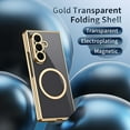 thumbnail image 3 of for Samsung Galaxy Z Fold 5 Case with Tempered Glass Front & Back, Crystal Clear Plating Frame, Compatible with MagSafe, Shockproof Drop Protective Lightweight Ultra Slim Anti-Scratch Cover, Gold, 3 of 6