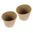 thumbnail image 2 of Himition 2pcs Woven Storage Basket Compact Trash Can Mini Woven Waste Basket For Bedroom Bathroom And Office Space-Saving Straw Woven Basket, 2 of 6