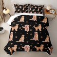 thumbnail image 2 of Manfei Kawaii Golden Retriever Quilt King, Cute Dog Lover King Coverlet Set, Black Gold, 3-Piece, 1 Bedspread and 2 Pillowcases, 2 of 7