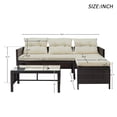 thumbnail image 6 of Patio Furniture Set, 3 Pieces Outdoor PE Rattan Sofa Set, Patio Black Wicker Conversation Loveseat Sectional Couch Beige Cushion, 6 of 9