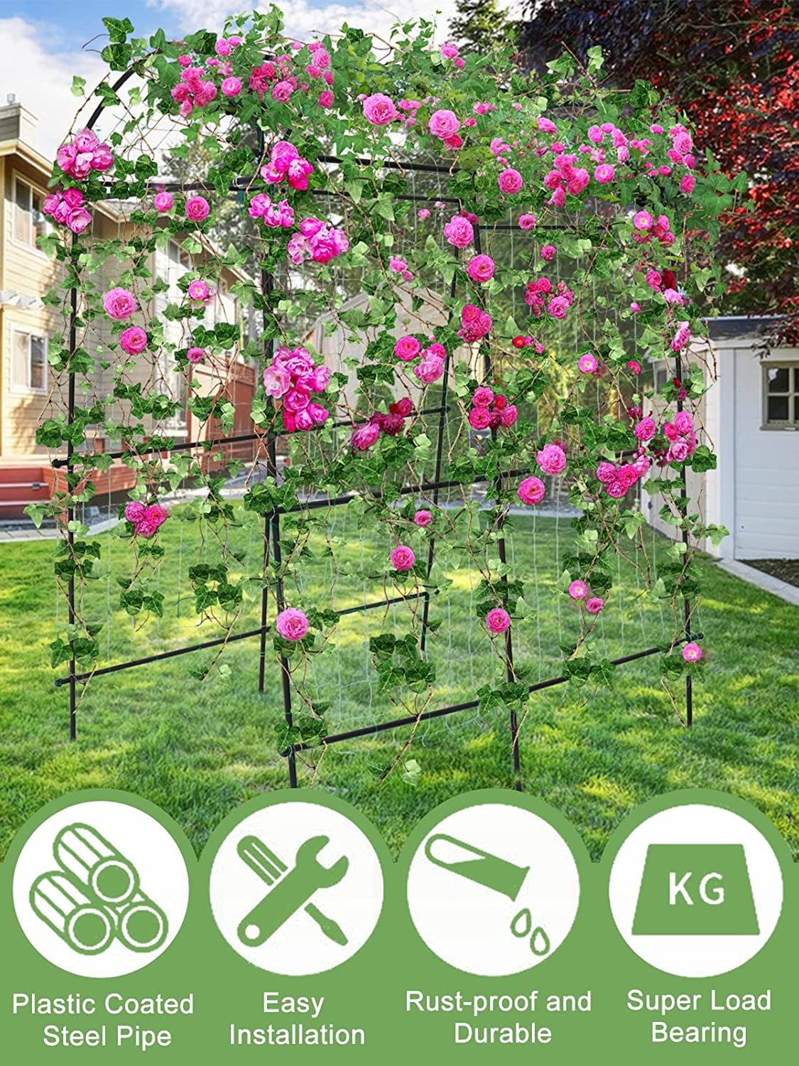 7Ft Garden Arch Trellis for Climbing Plants Outdoor, Kalolary Extra Large Garden Tunnel Trellises Metal Garden Cucumber Trellis Indoor for Climbing Vines Vegetable Garden Squash Arbors Plant Support