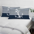 thumbnail image 4 of Navy Blue Anchor Throw Pillow Covers, Nautical Coastal Abstract Art Soft Breathable Pillow Cases with Invisible Zipper for Sleeping, King Size Pillowcases for Couch Bed Sofa Chair 20x36 Inches, 4 of 9
