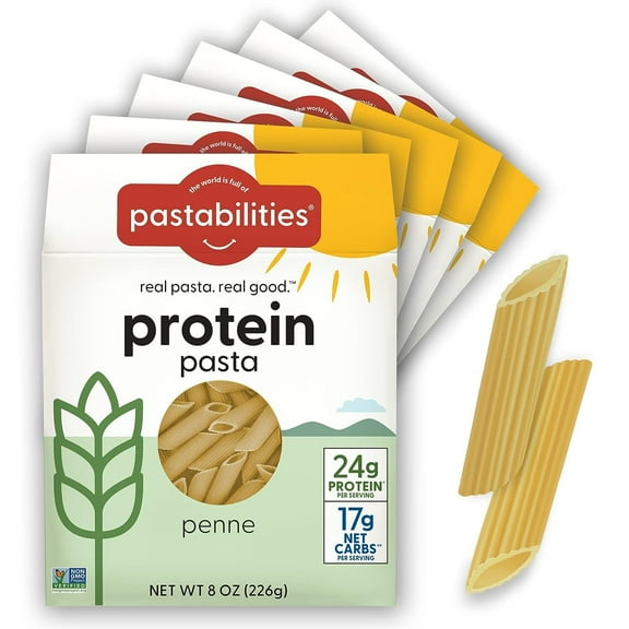 Pastabilities, Protein Pasta, Penne Pasta 8 Ounce, Pack of 6 Low Carb and High Protein, Delicious Plant Based Pasta, Keto Friendly Pasta, Vegan, Low Carb