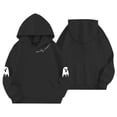 thumbnail image 2 of Krdevn Girls Halloween Spooky Season Hoodie Simple Ghost Sleeve Print Script Letter Pullover Sweatshirt Long Sleeve Casual Fall Top with Pocket Black,13-14 Years, 2 of 3