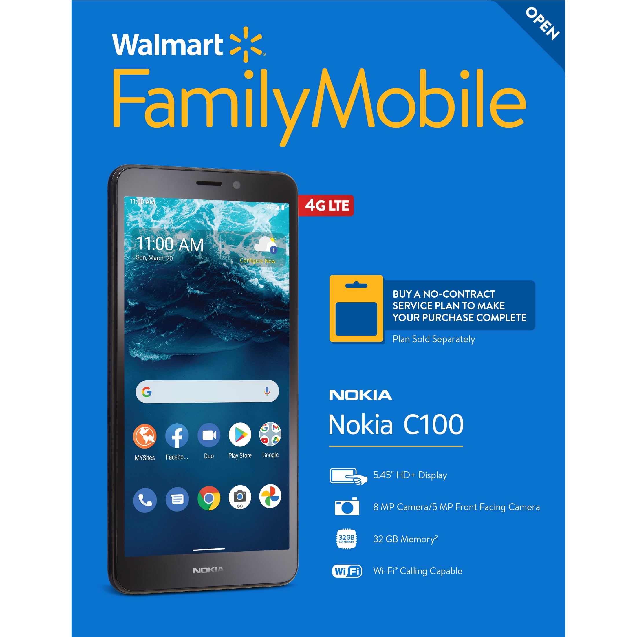 Simple Mobile Prepaid Nokia C100 4g (32gb) Gsm Smartphone - Blue : Target
