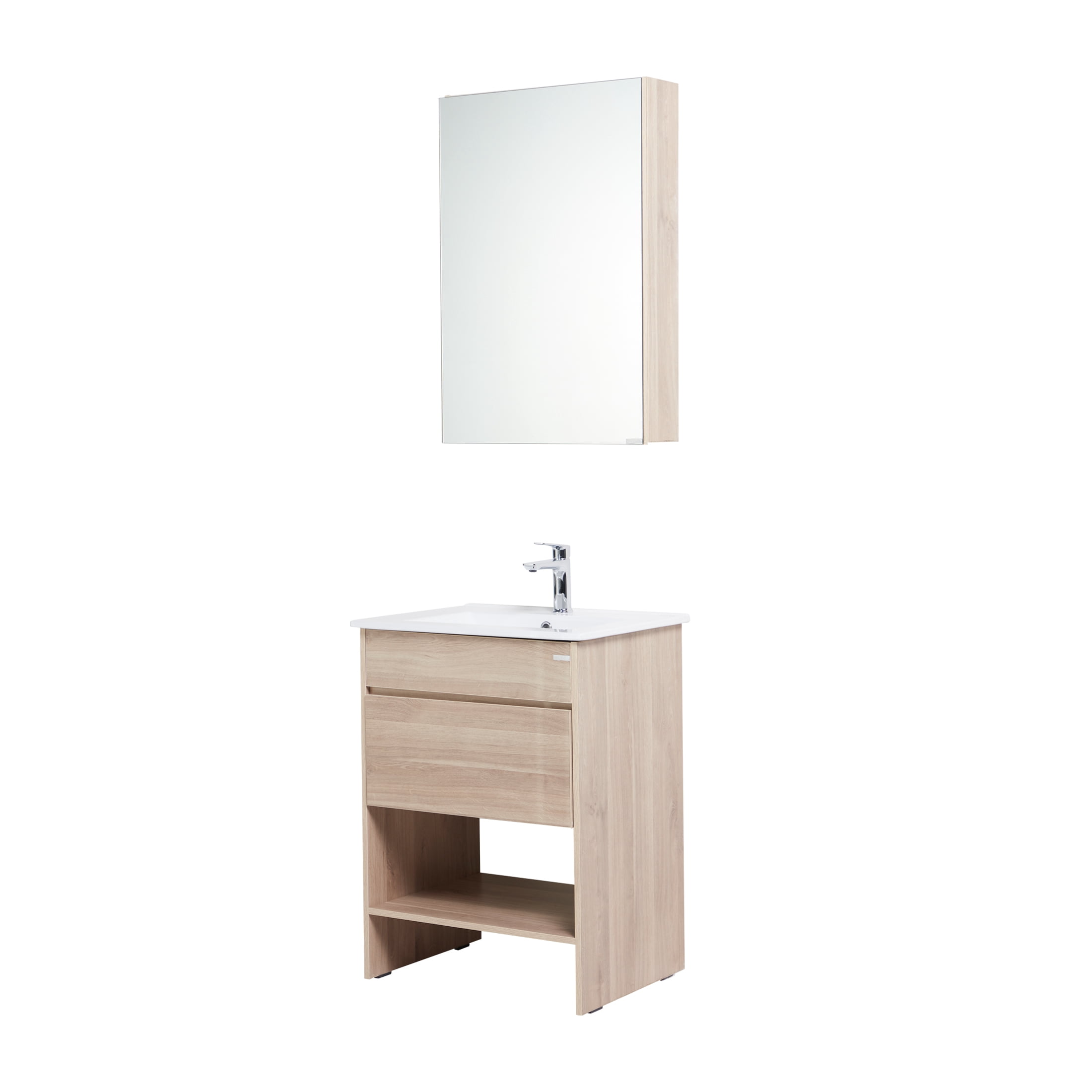 LUXE Bidet Zeno Bathroom Vanity, Medicine Cabinet, Sink, Wooden Finish