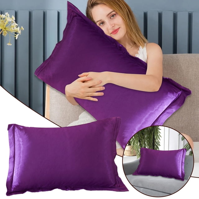 WRXMIJNHGSA Pillow Case Under $5 Solid Color Faux Silk Pillowcase Silk No Zipper Envelope Pillow Pillow Cover